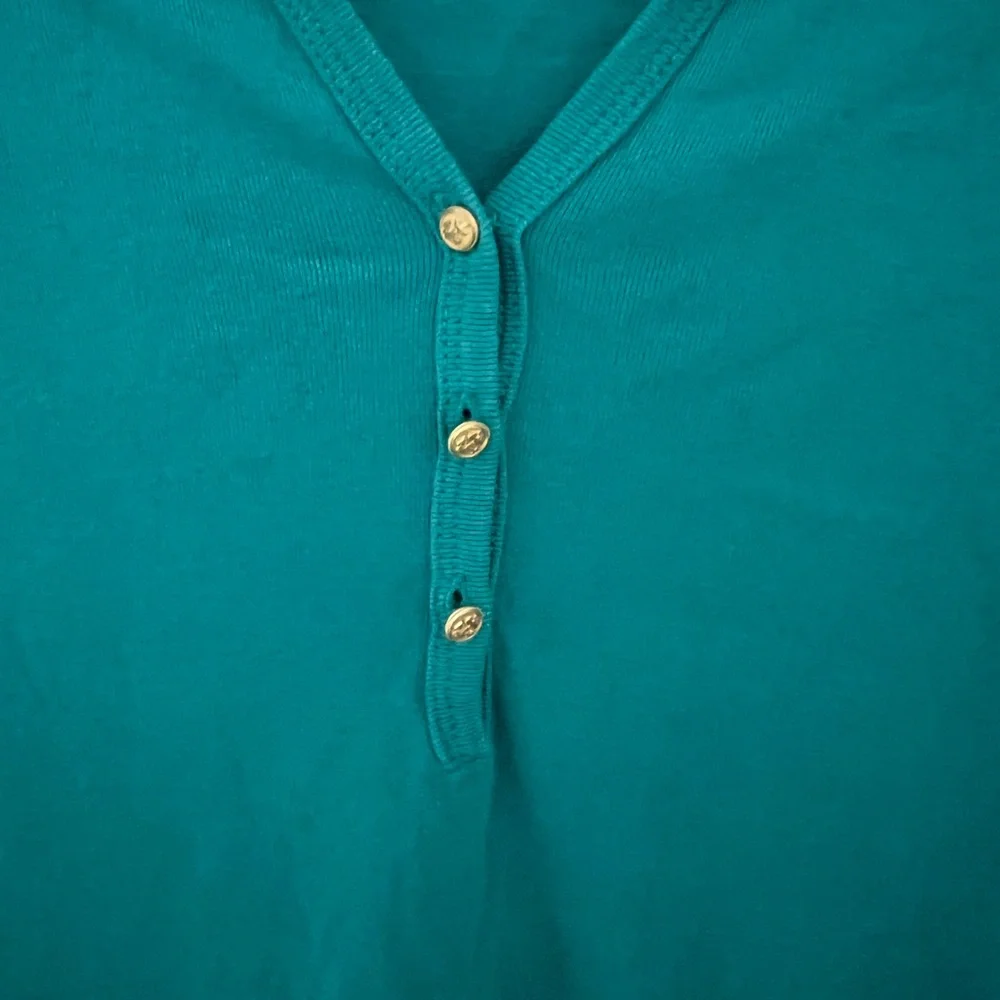J. Crew Perfect Fit Teal Long Sleeve Henley Top size Small